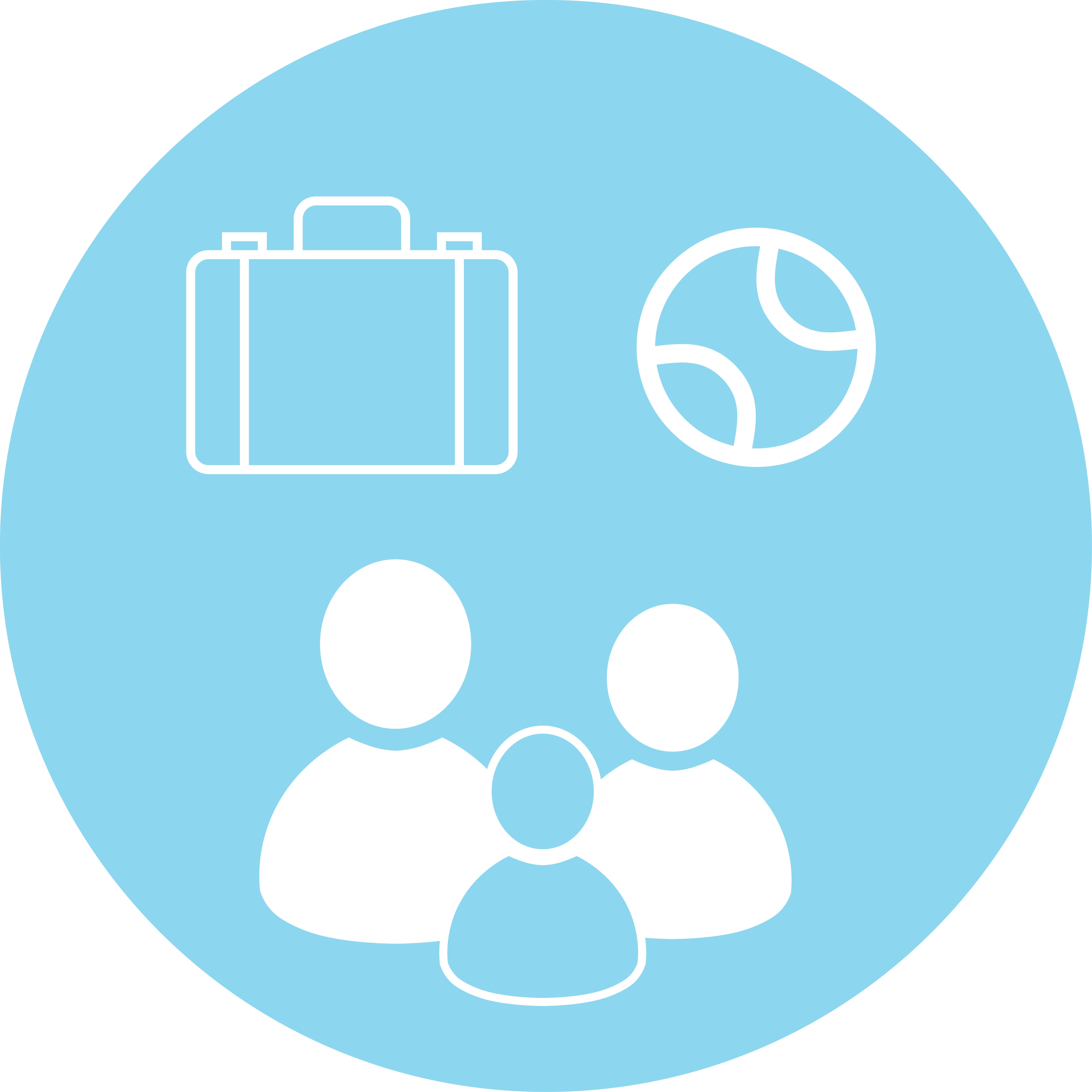 Image symbolique horaires de travail flexibles: cartable, ballon, groupe de personnes représentant une famille ou des amis